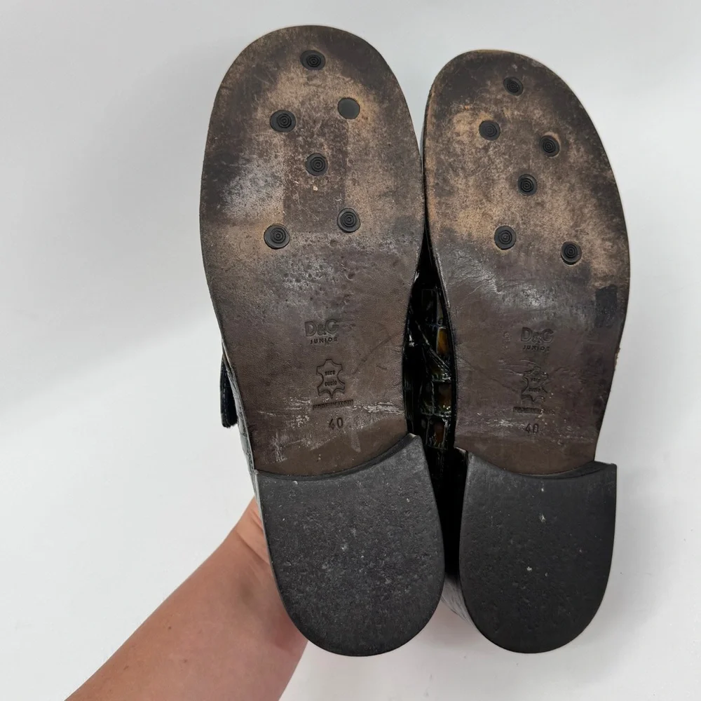Dolce & Gabbana Junior Loafers Croc Brown EU 40 US‎ 6 Women 7.5